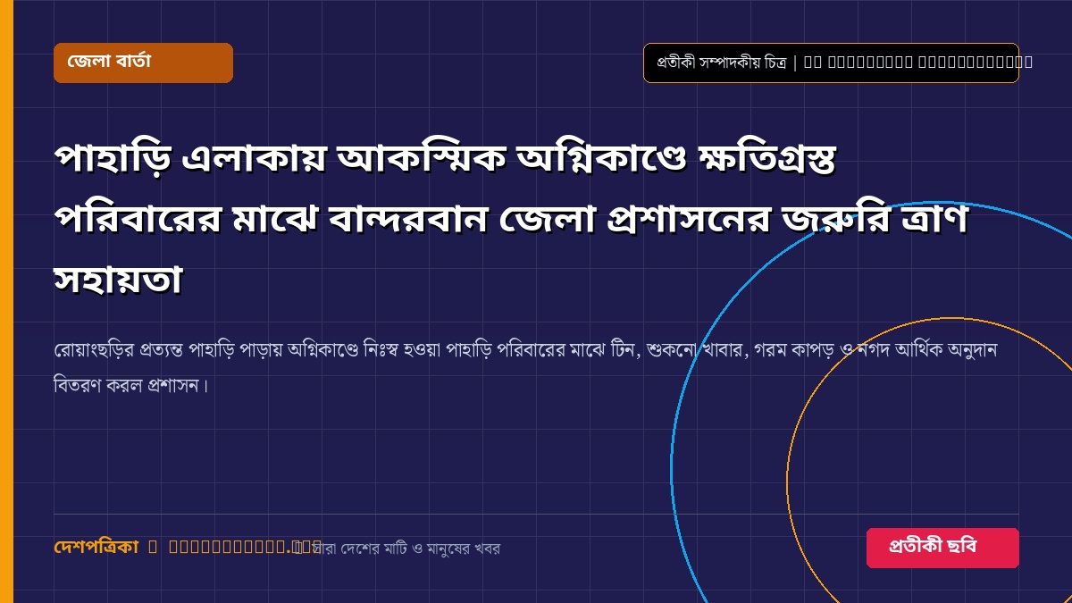 পাহাড়ি এলাকায় আকস্মিক অগ্নিকাণ্ডে ক্ষতিগ্রস্ত পরিবারের মাঝে বান্দরবান জেলা প্রশাসনের জরুরি ত্রাণ সহায়তা