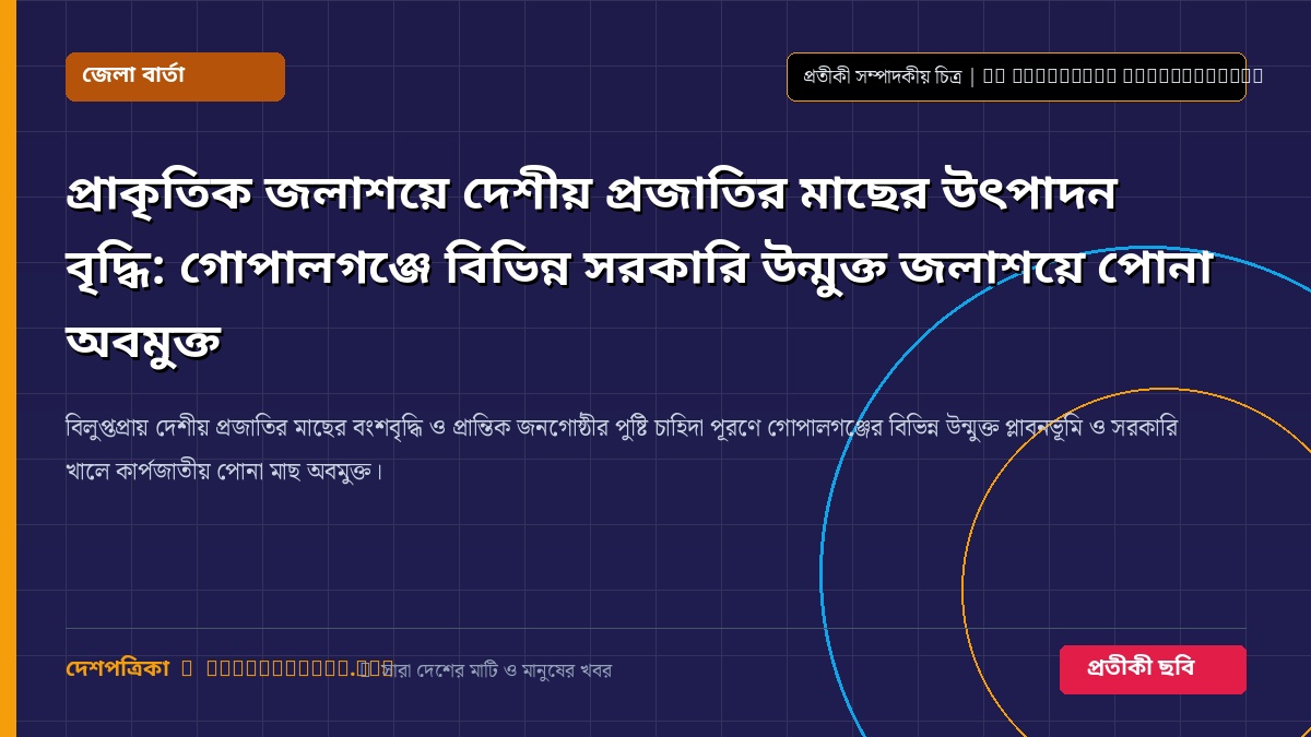 প্রাকৃতিক জলাশয়ে দেশীয় প্রজাতির মাছের উৎপাদন বৃদ্ধি: গোপালগঞ্জে বিভিন্ন সরকারি উন্মুক্ত জলাশয়ে পোনা অবমুক্ত